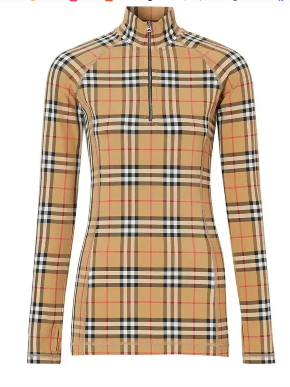 BURBERRY  Check Turtleneck Zip Top